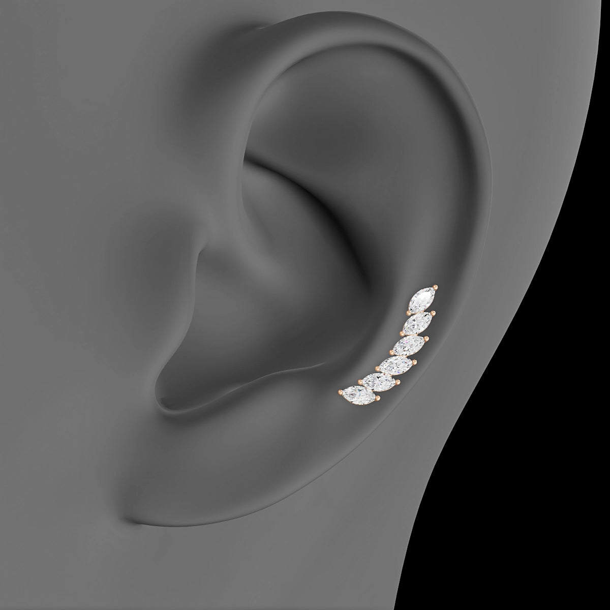 Celeste L | 18k Rose Gold 16.4 mm 8 mm Long Diamond Left Piercing