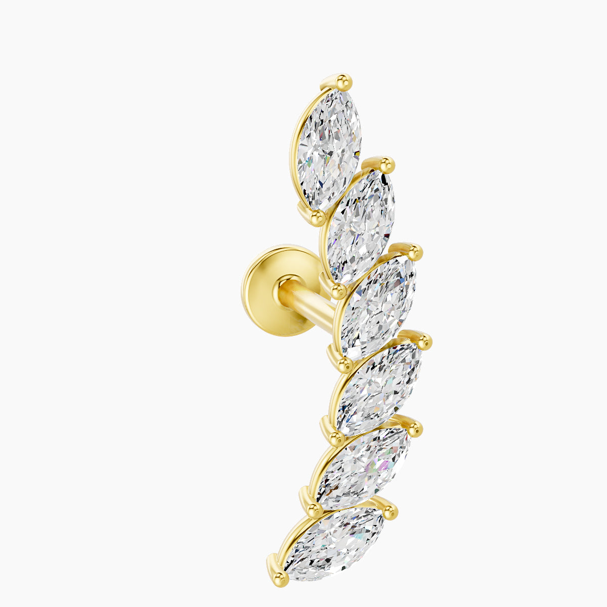Celeste L | 18k Yellow Gold 16.4 mm 8 mm Long Diamond Left Piercing