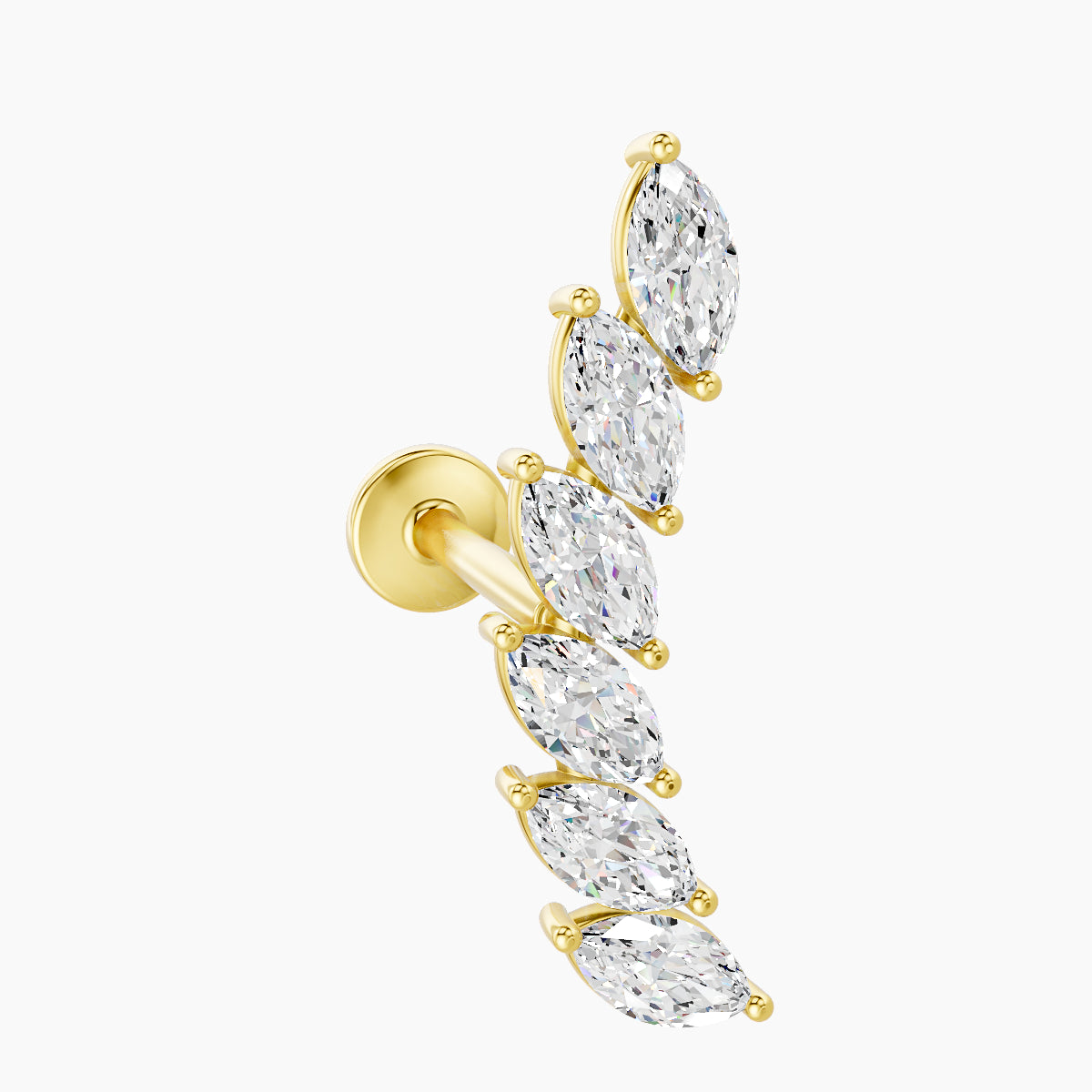Celeste L | 18k Yellow Gold 16.4 mm 8 mm Long Diamond Right Piercing
