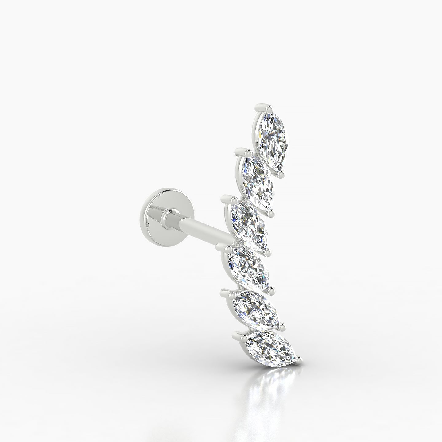Celeste L | 18k White Gold 16.4 mm 8 mm Long Diamond Right Piercing