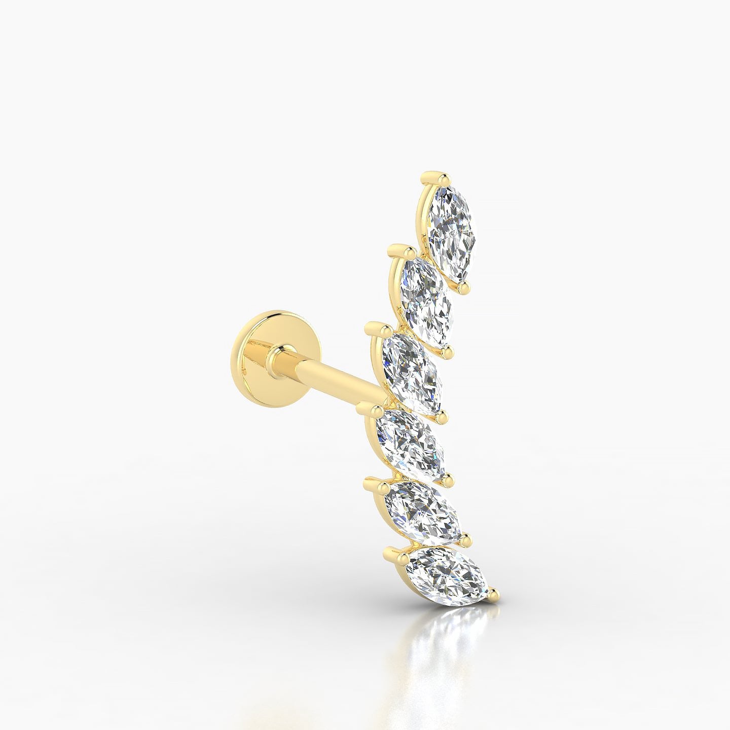Celeste L | 18k Yellow Gold 16.4 mm 8 mm Long Diamond Right Piercing