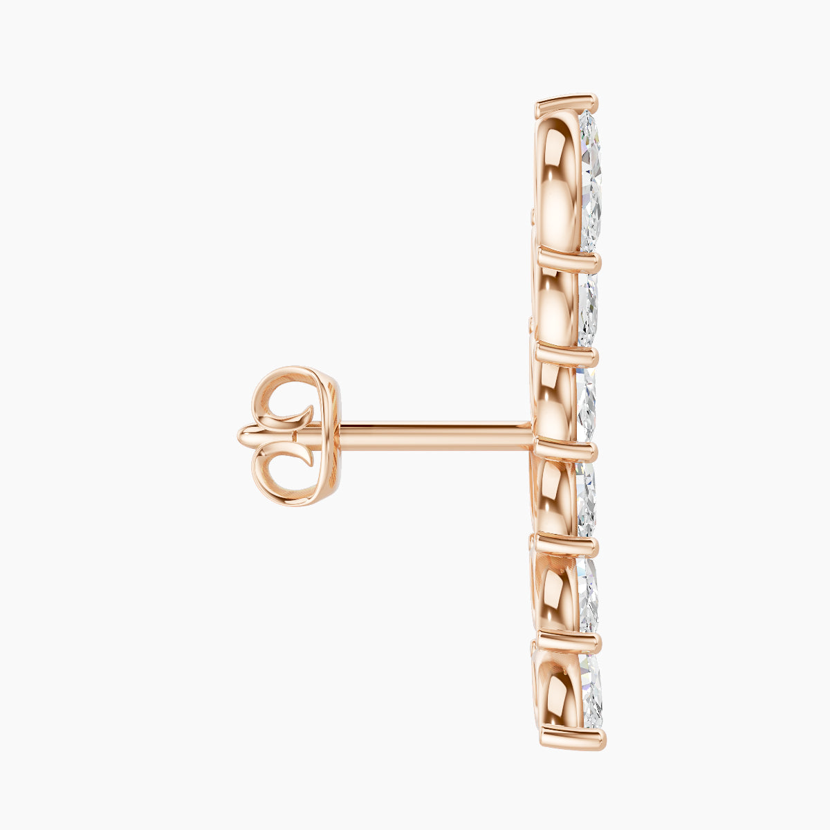 Celeste L | 18k Rose Gold 16.4 mm Long Diamond Left Earring