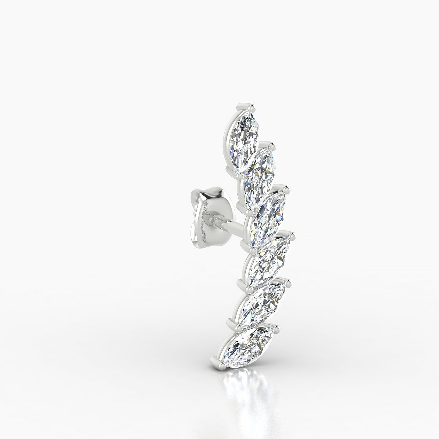 Celeste L | 18k White Gold 16.4 mm Long Diamond Left Earring