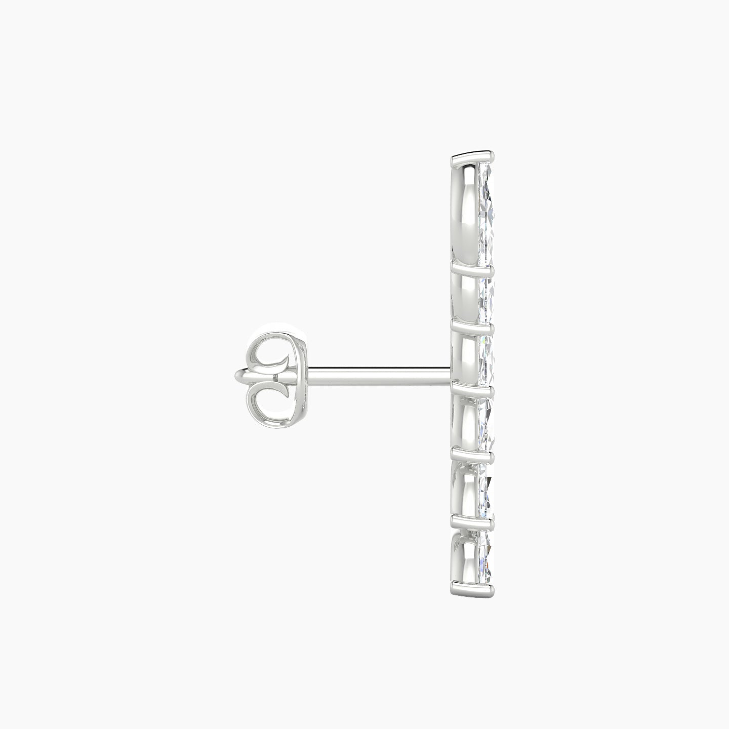 Celeste L | 18k White Gold 16.4 mm Long Diamond Left Earring