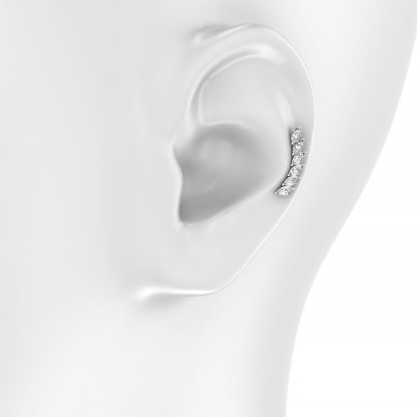 Celeste L | 18k White Gold 16.4 mm Long Diamond Left Earring