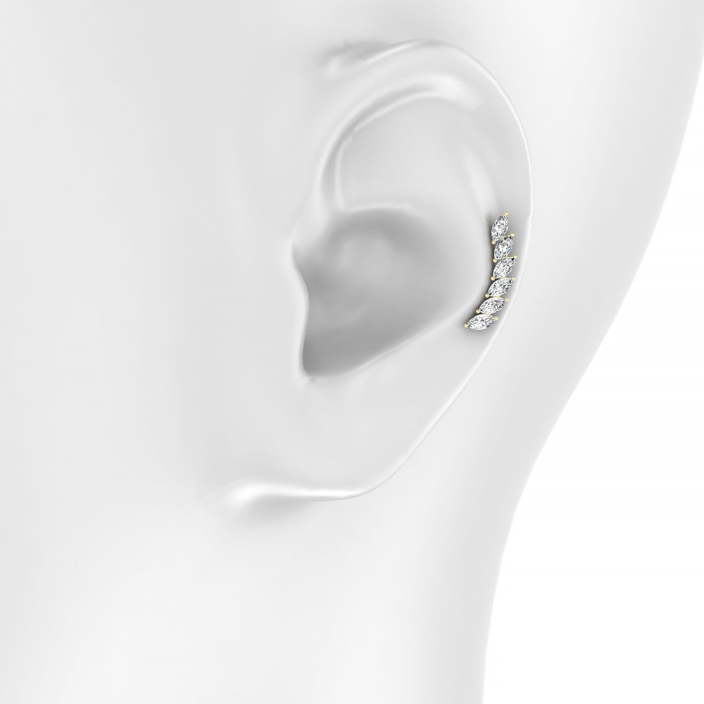 Celeste L | 18k Yellow Gold 16.4 mm Long Diamond Left Earring