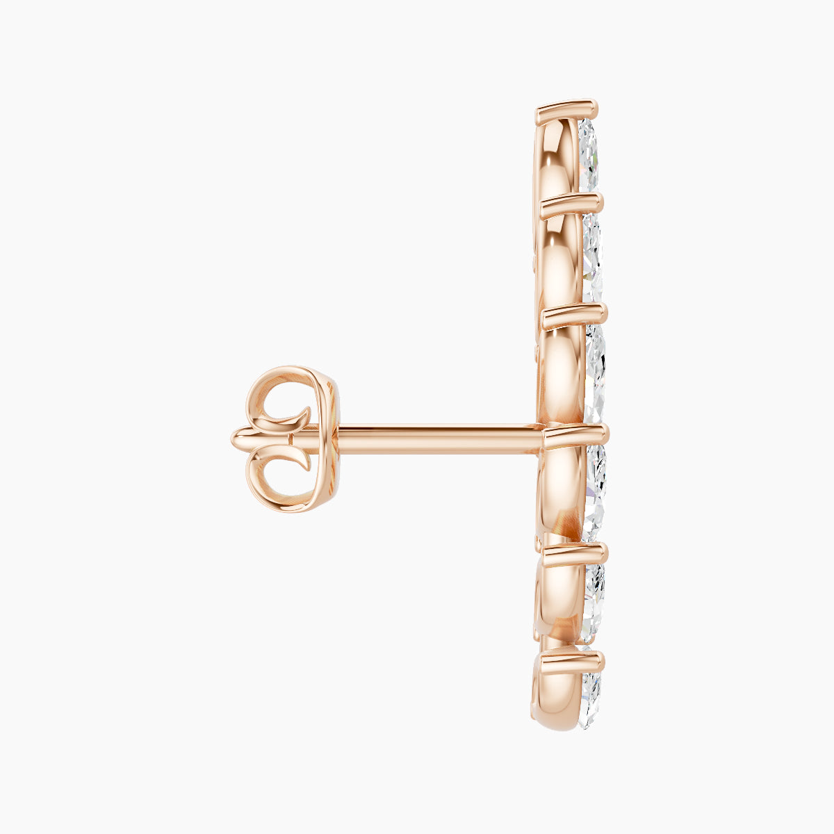 Celeste L | 18k Rose Gold 16.4 mm Long Diamond Right Earring