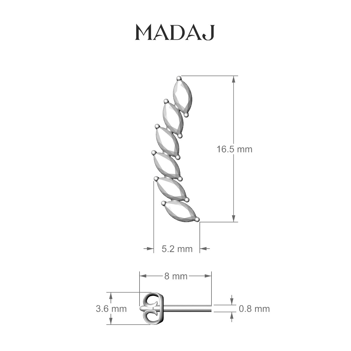 Celeste L | 18k White Gold 16.4 mm Long Diamond Right Earring