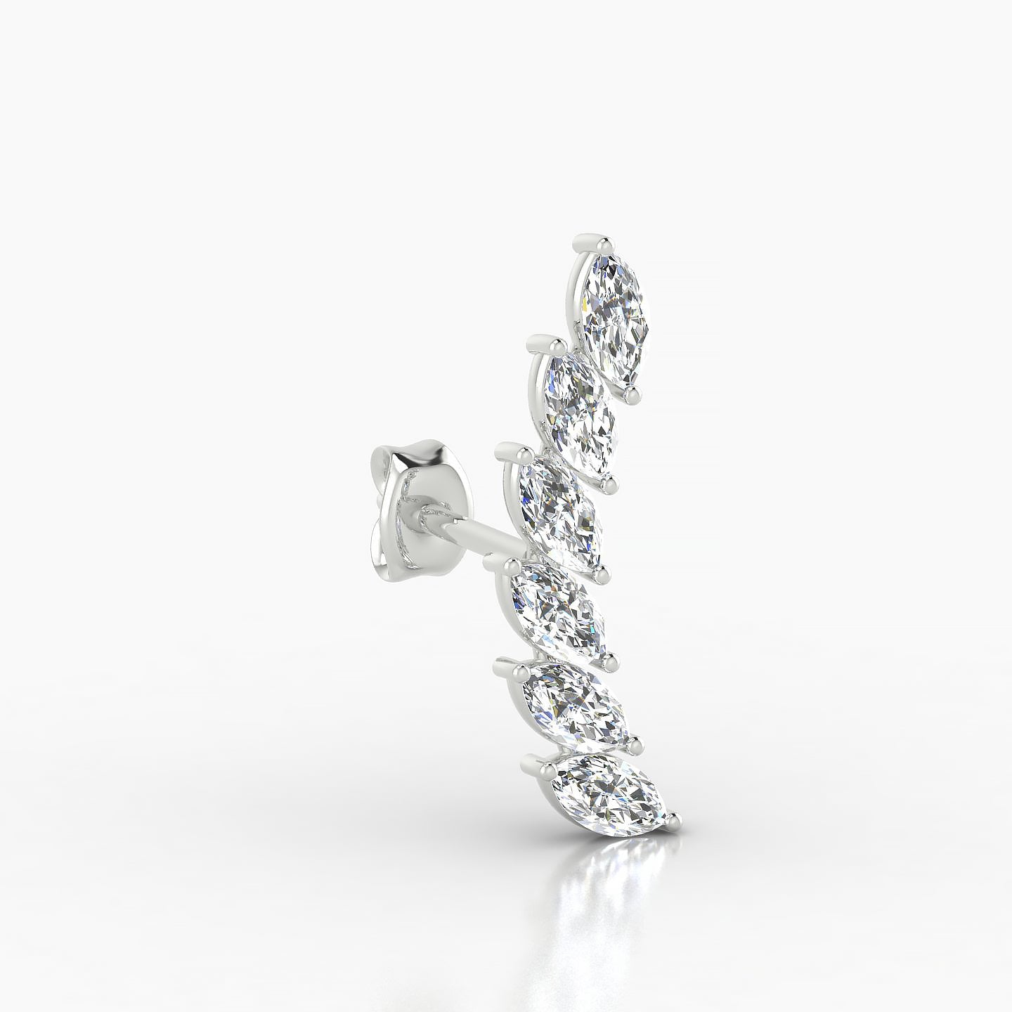 Celeste L | 18k White Gold 16.4 mm Long Diamond Right Earring