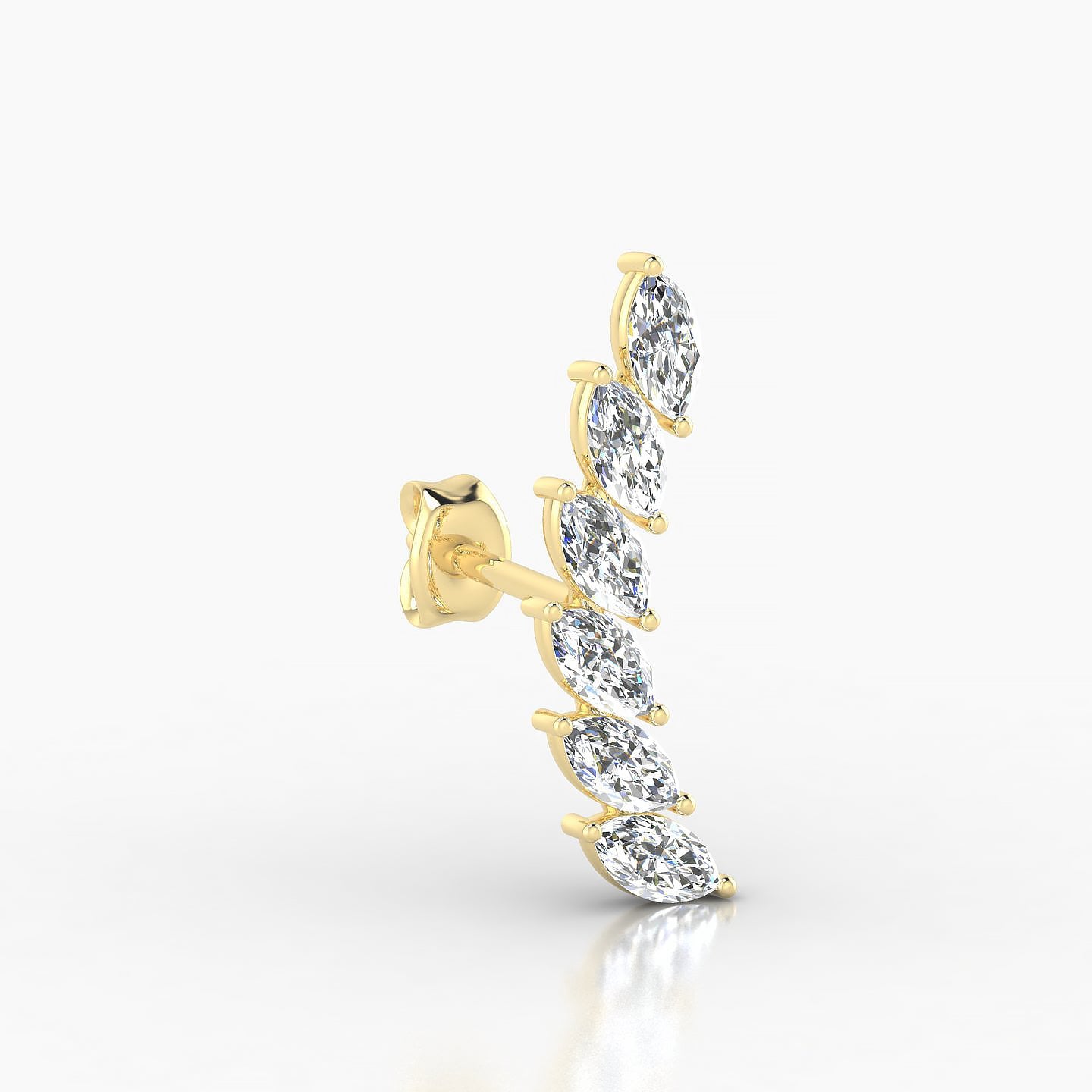 Celeste L | 18k Yellow Gold 16.4 mm Long Diamond Right Earring