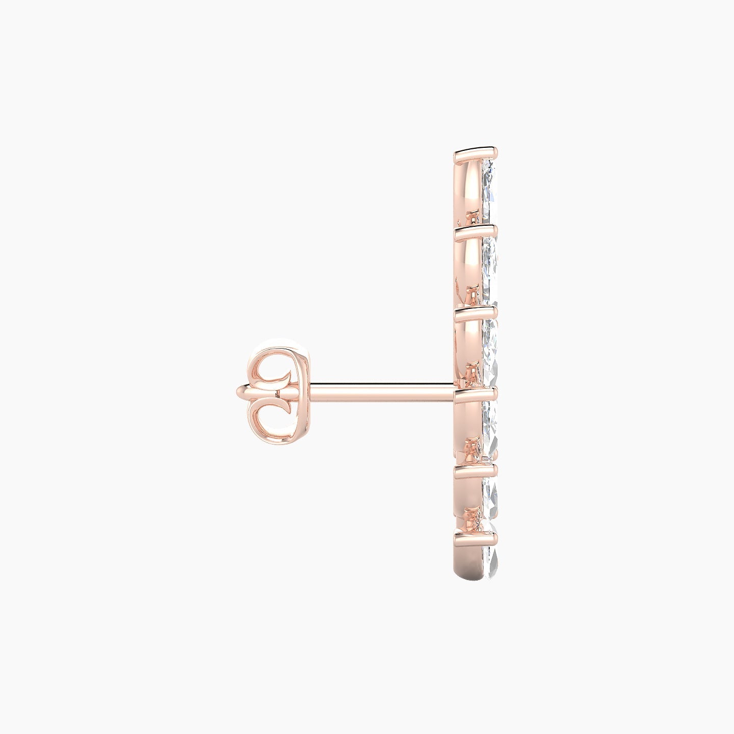 Celeste L | 18k Rose Gold 16.4 mm Long Diamond Right Earring