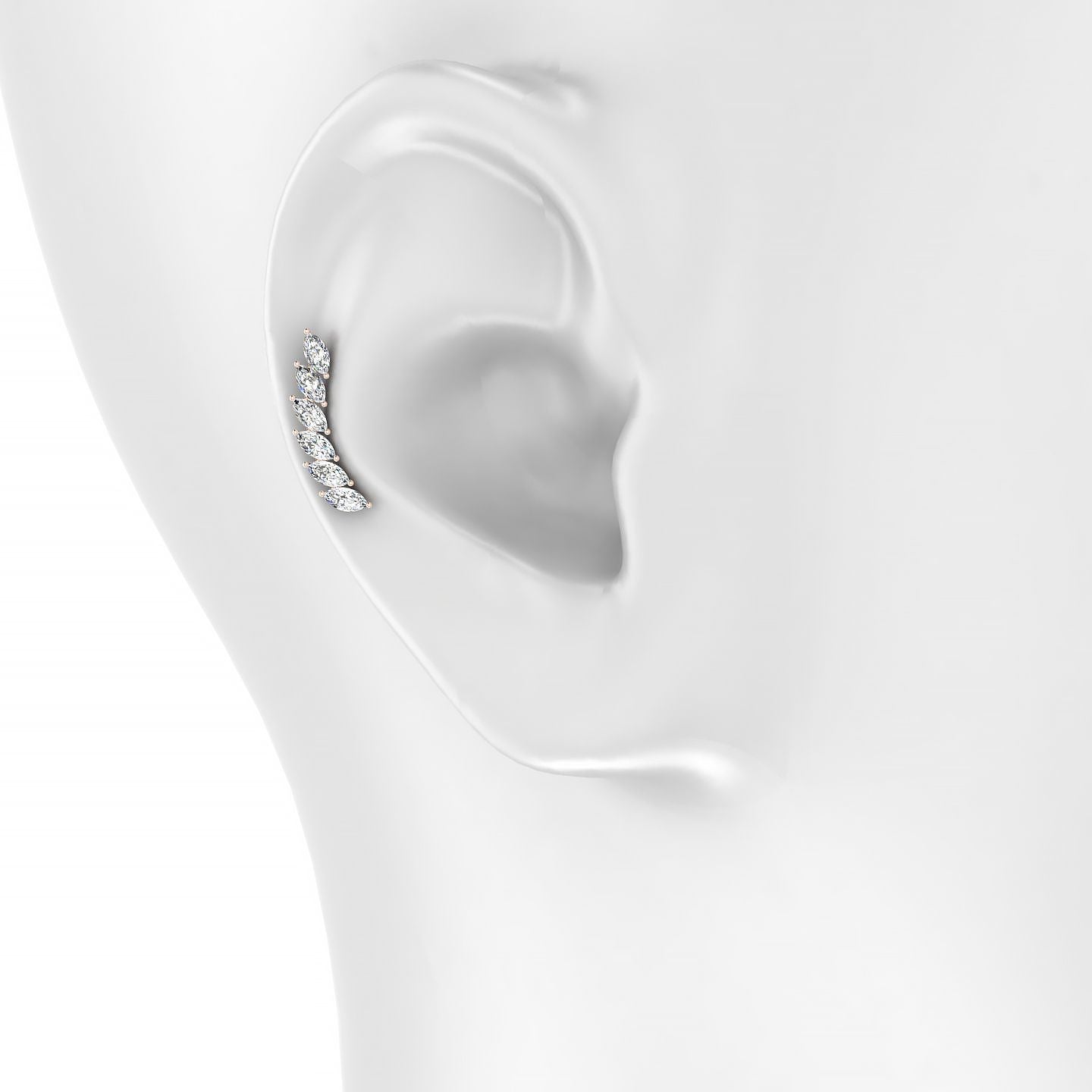 Celeste L | 18k Rose Gold 16.4 mm Long Diamond Right Earring