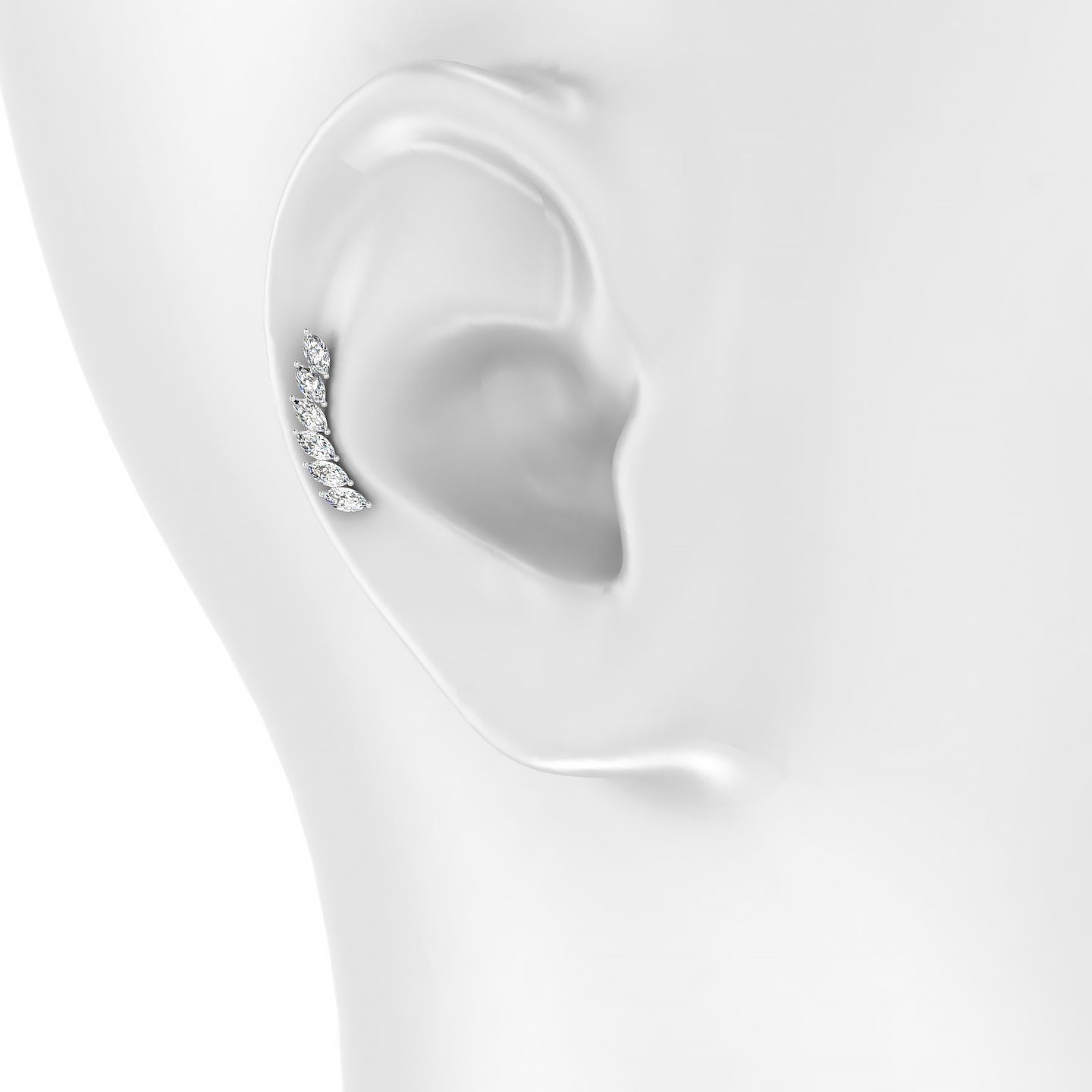 Celeste L | 18k White Gold 16.4 mm Long Diamond Right Earring