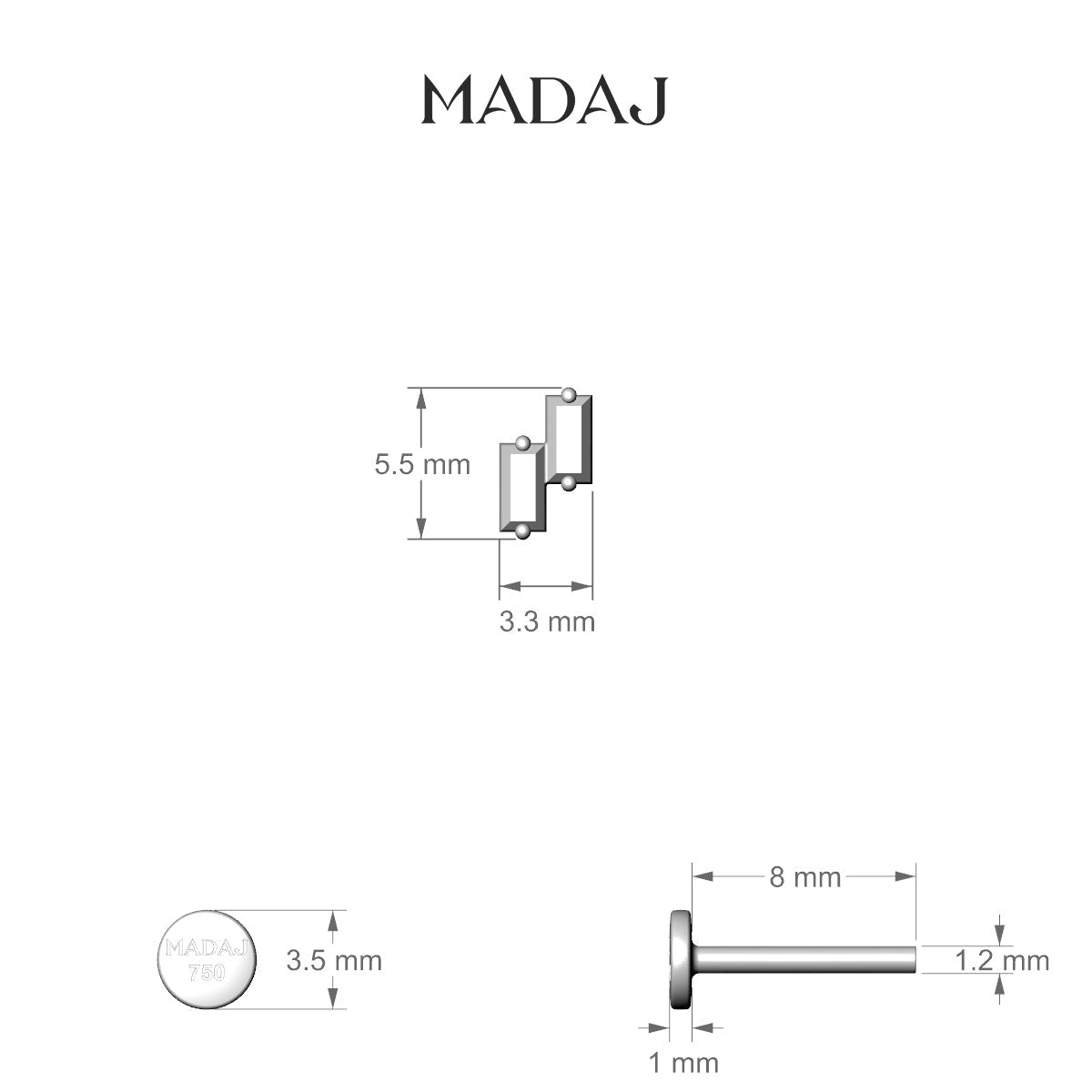 Ceres | 18k Rose Gold 5 mm 8 mm Diamond Piercing
