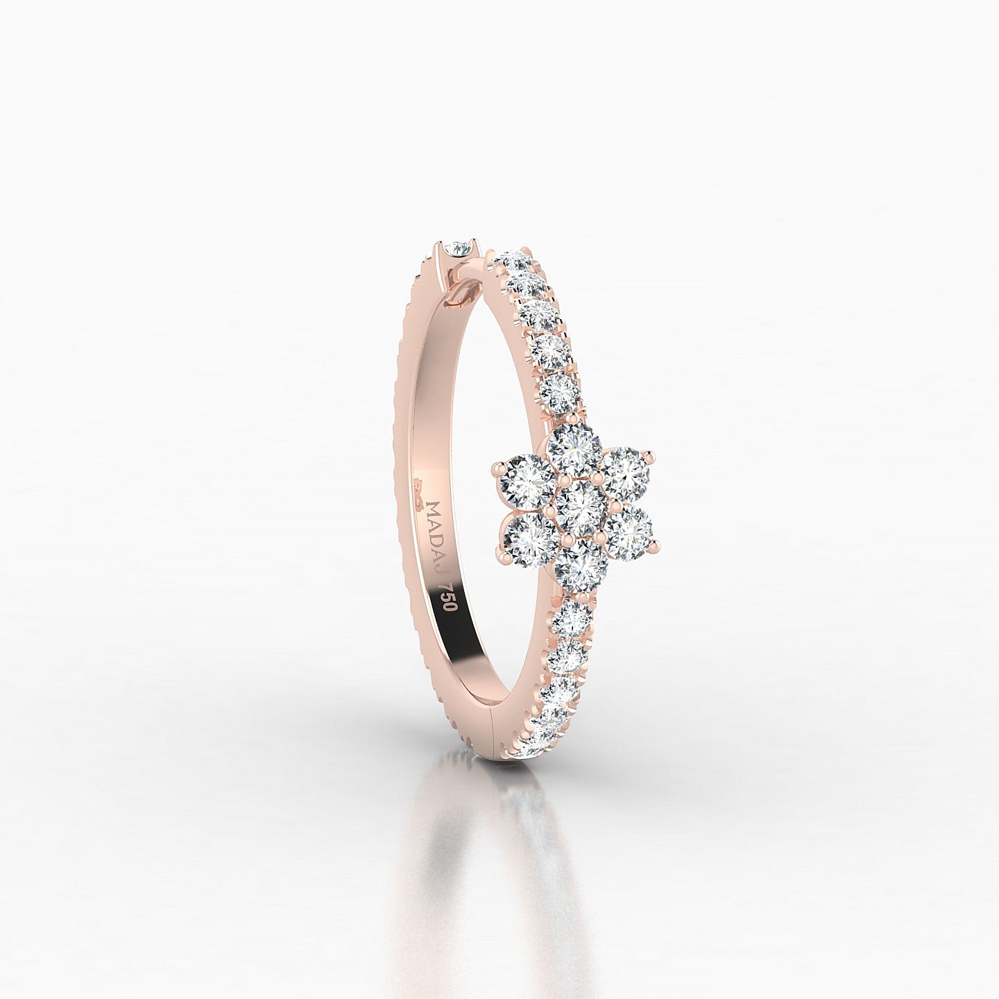 Chloris | 18k Rose Gold 11 mm Flower Diamond Hoop Piercing