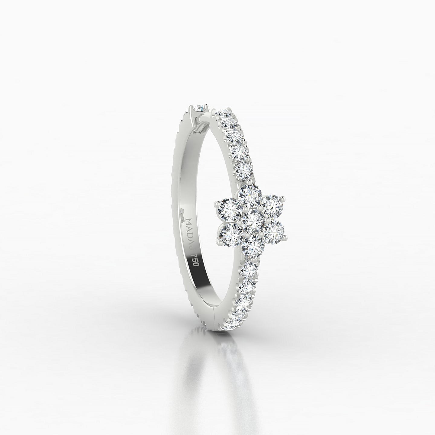 Chloris | 18k White Gold 11 mm Flower Diamond Hoop Piercing