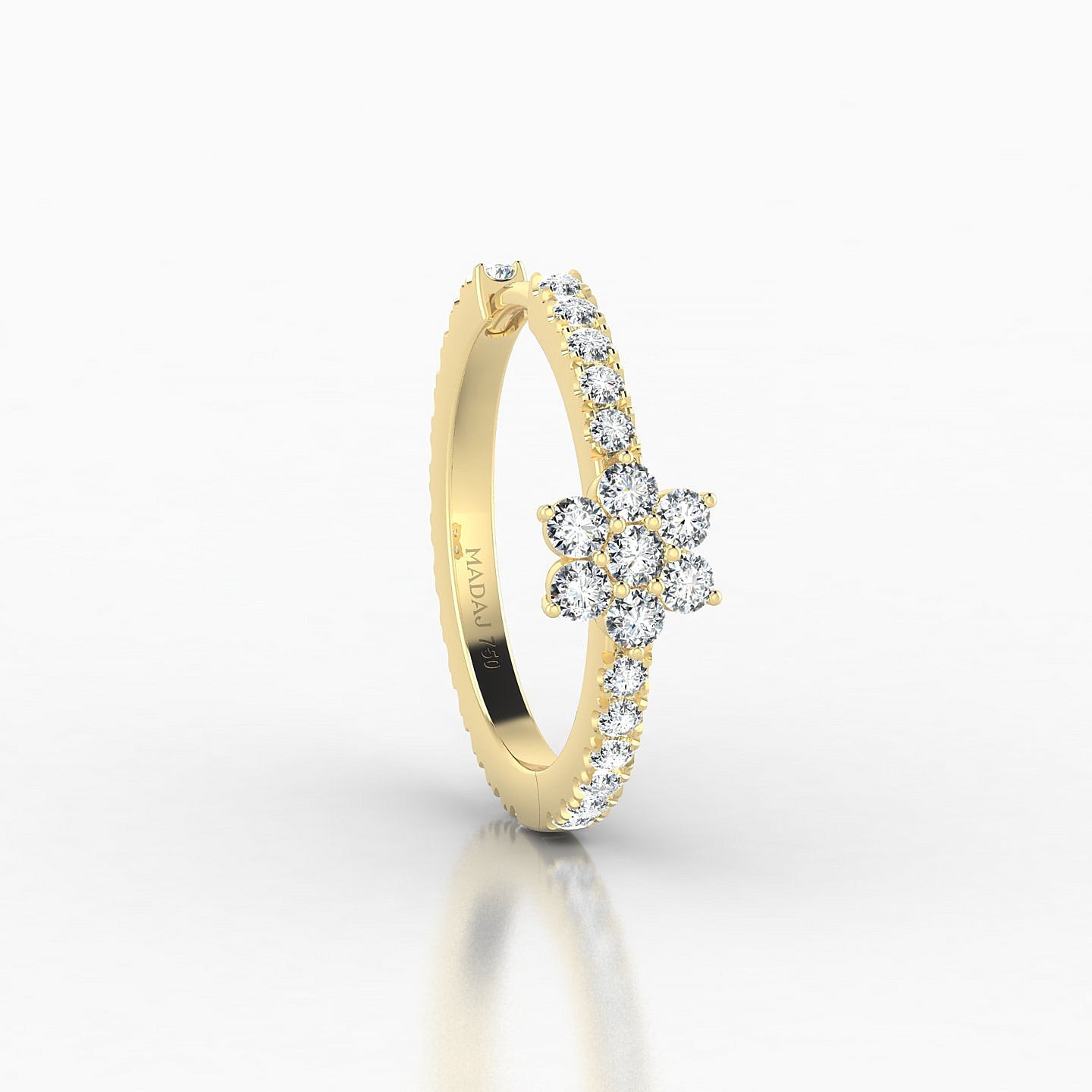 Chloris | 18k Yellow Gold 11 mm Flower Diamond Hoop Piercing