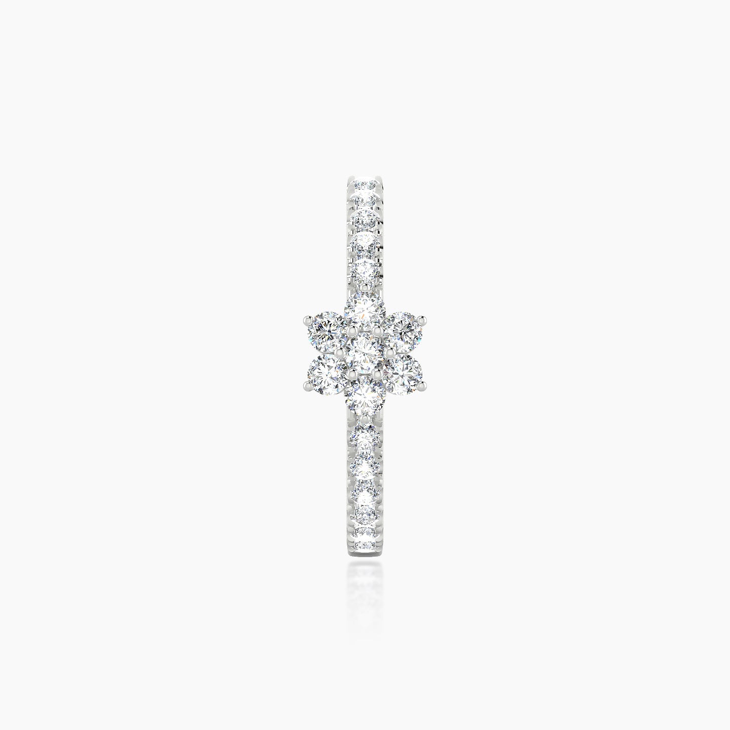 Chloris | 18k White Gold 11 mm Flower Diamond Hoop Piercing