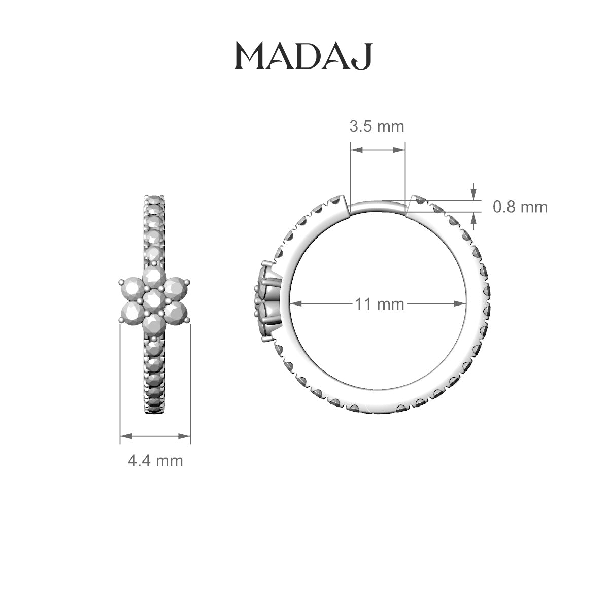 Chloris | 18k Yellow Gold 11 mm Flower Diamond Hoop Piercing