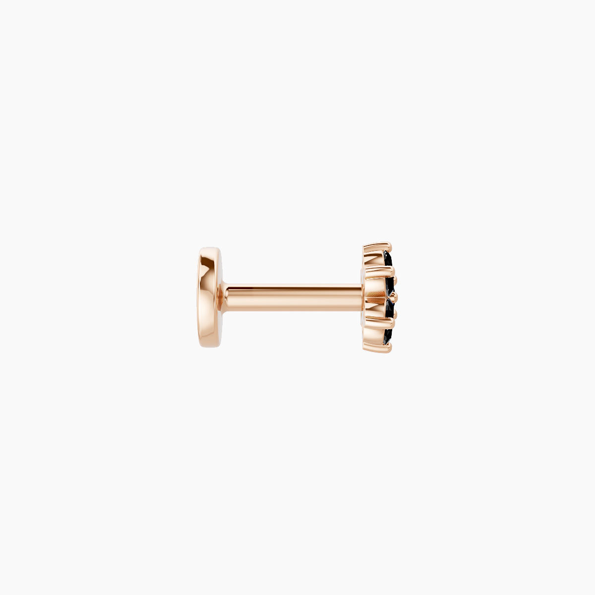 Chloris | 18k Rose Gold 5 mm 4 mm Flower Black Diamond Nose Piercing