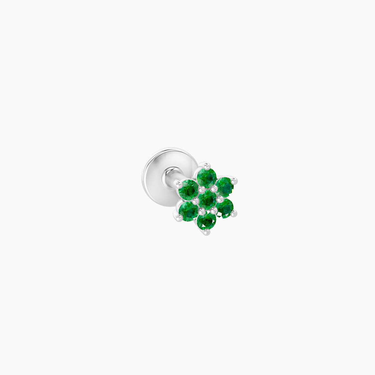 Chloris | 18k White Gold 5 mm 4 mm Flower Emerald Nose Piercing
