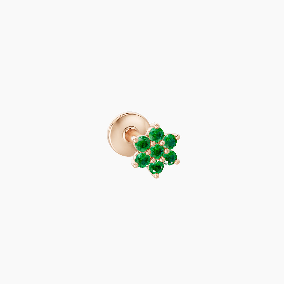 Chloris | 18k Rose Gold 5 mm 4 mm Flower Emerald Piercing