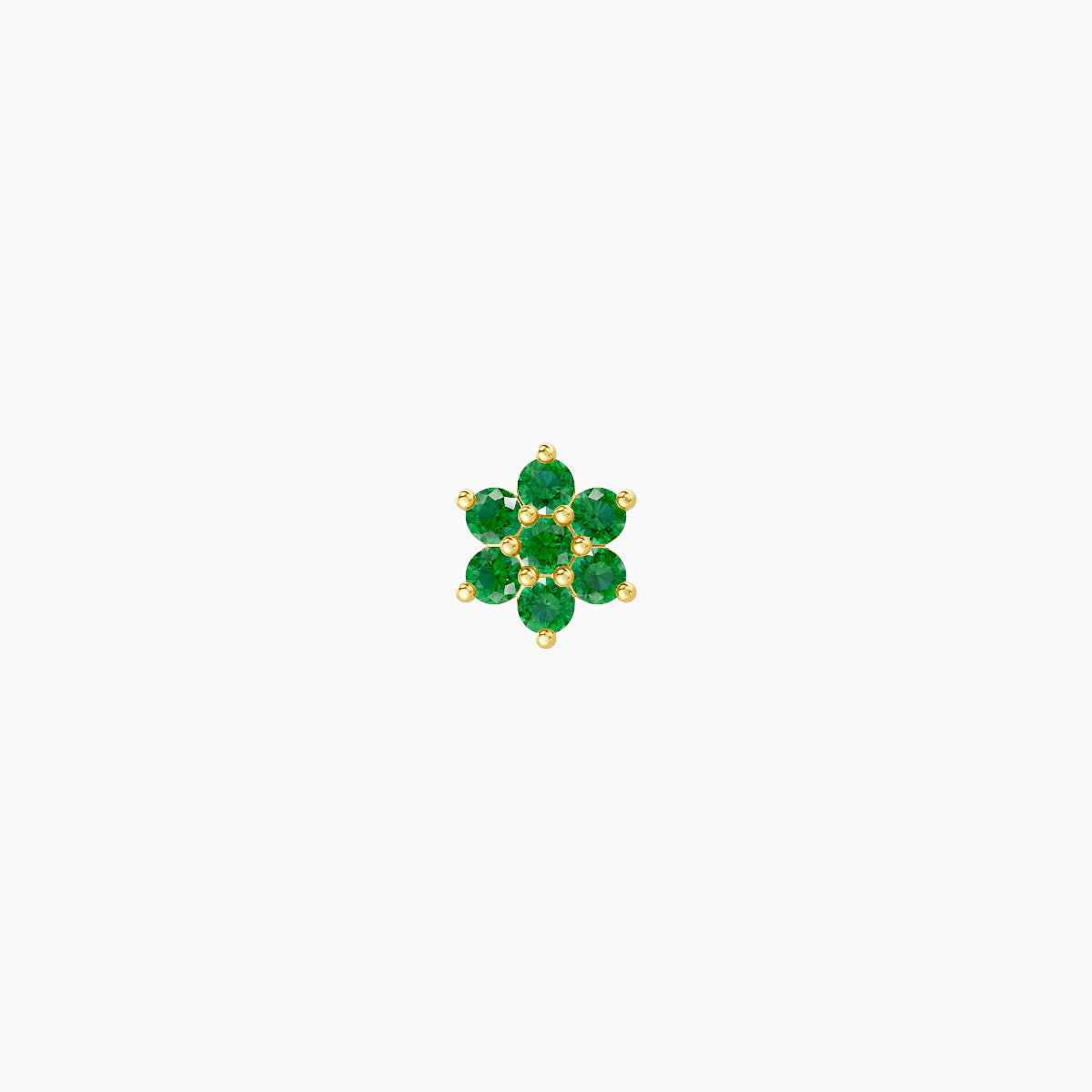 Chloris | 18k Yellow Gold 5 mm 4 mm Flower Emerald Piercing