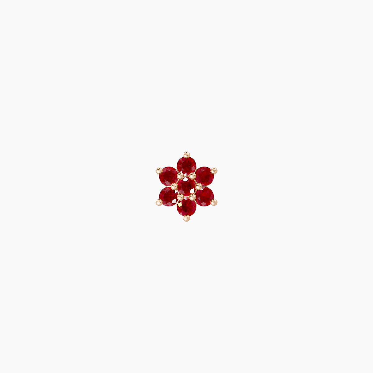 Chloris | 18k Rose Gold 6.5 mm 4 mm Flower Ruby Nose Piercing