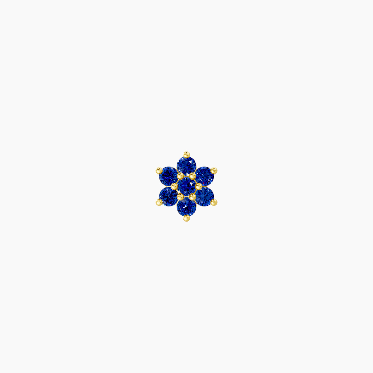 Chloris | 18k Yellow Gold 6.5 mm 4 mm Flower Sapphire Nose Piercing