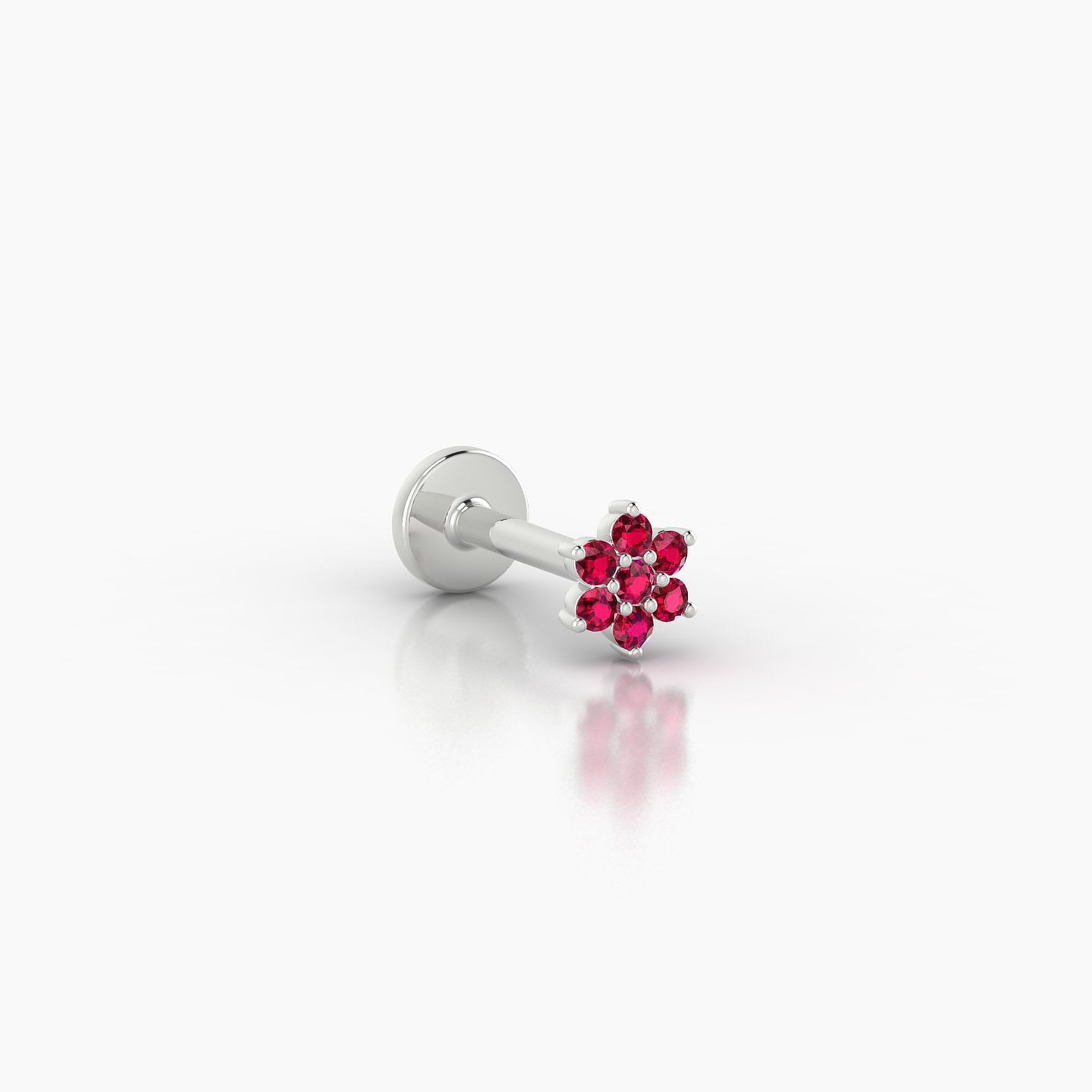 Chloris | 18k White Gold 6.5 mm 4 mm Flower Ruby Nose Piercing