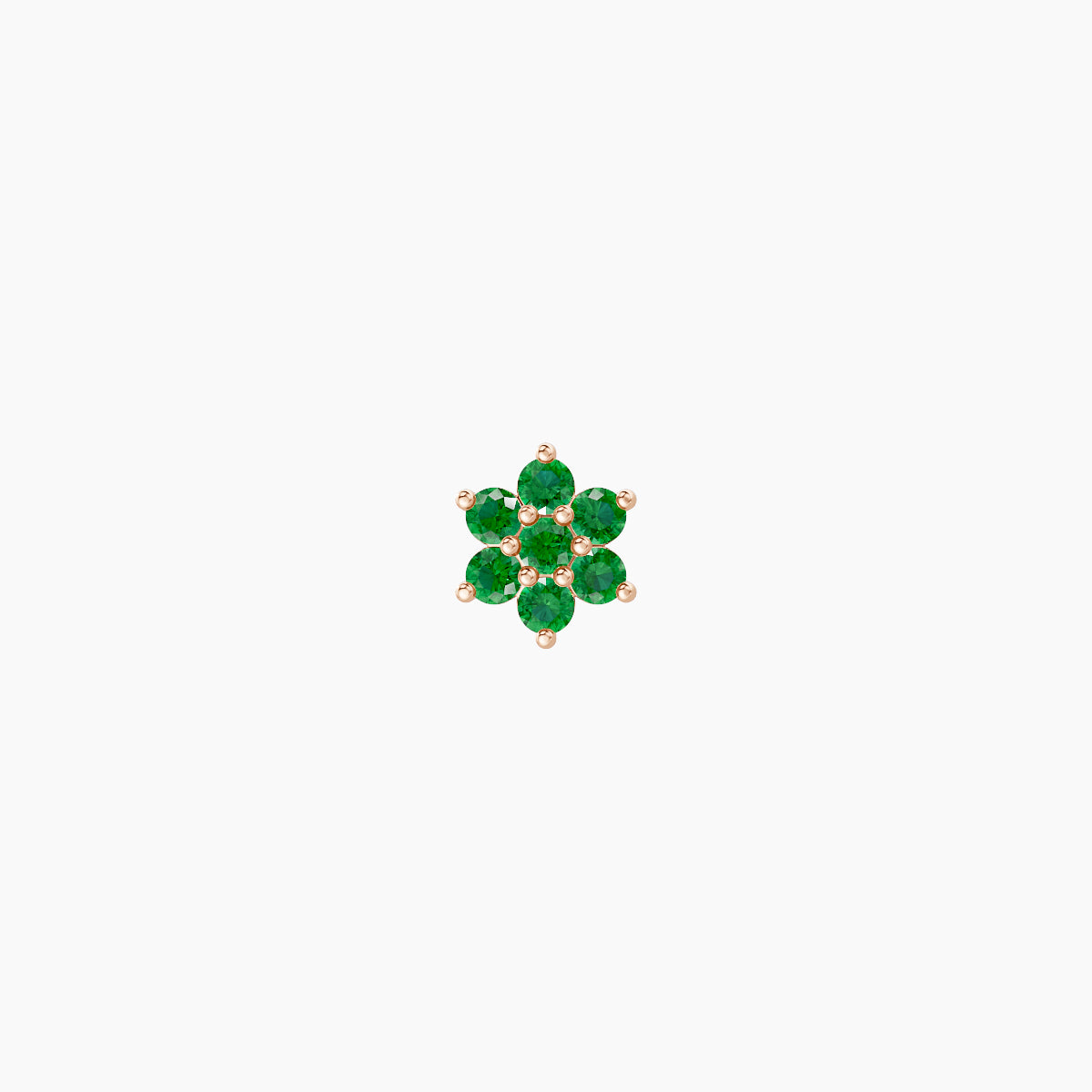 Chloris | 18k Rose Gold 6.5 mm 4 mm Flower Emerald Piercing