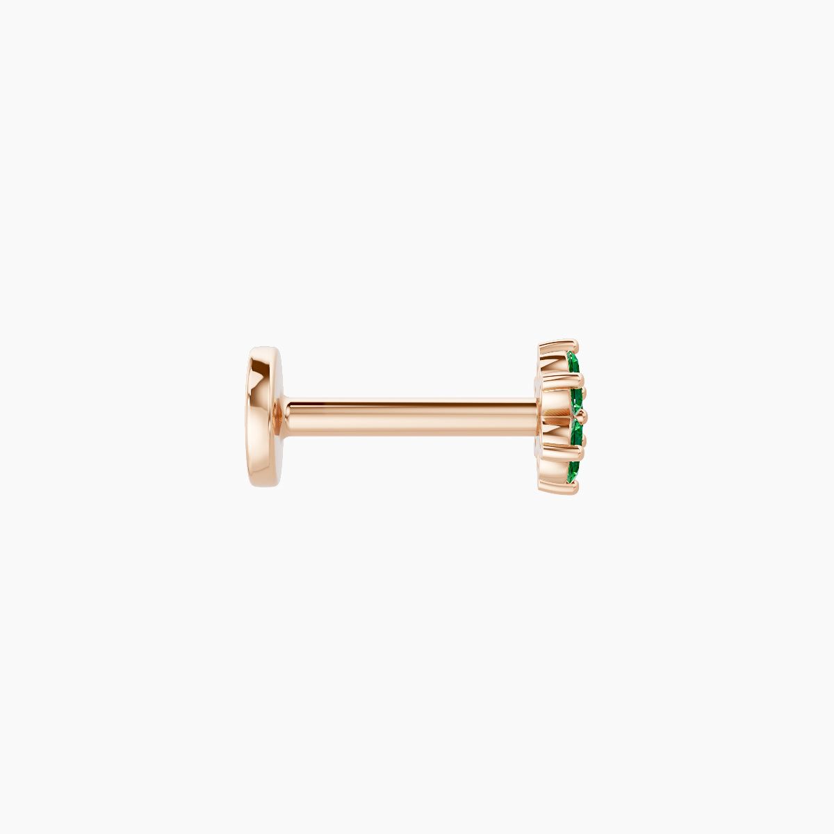 Chloris | 18k Rose Gold 6.5 mm 4 mm Flower Emerald Piercing