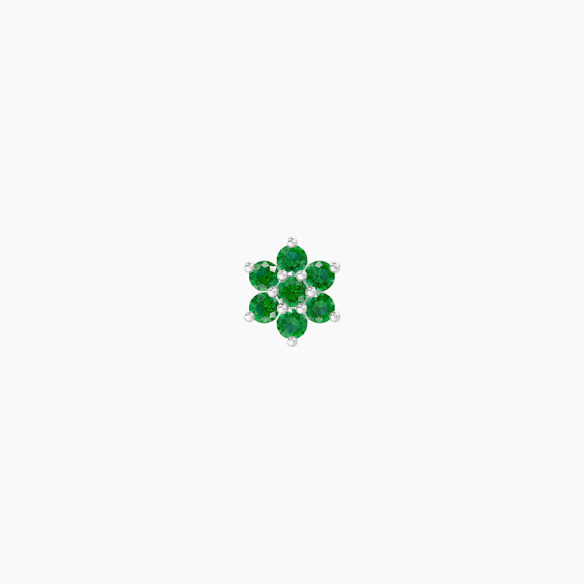 Chloris | 18k White Gold 6.5 mm 4 mm Flower Emerald Piercing