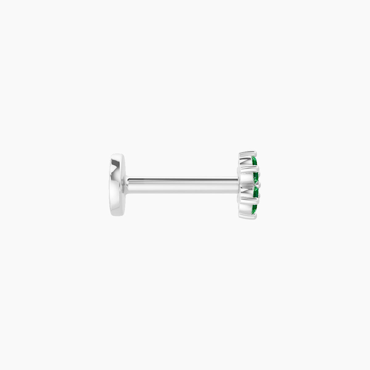 Chloris | 18k White Gold 6.5 mm 4 mm Flower Emerald Piercing