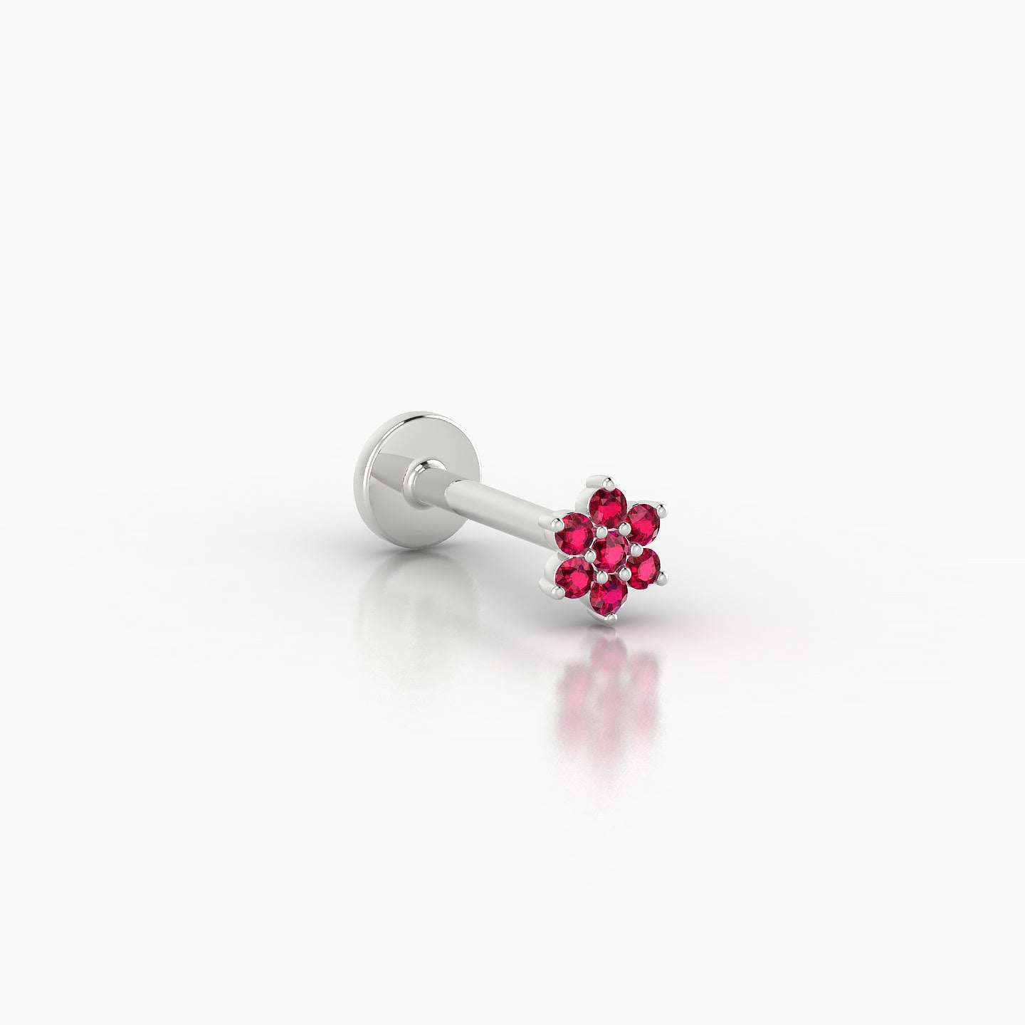 Chloris | 18k White Gold 8 mm 4 mm Flower Ruby Nose Piercing