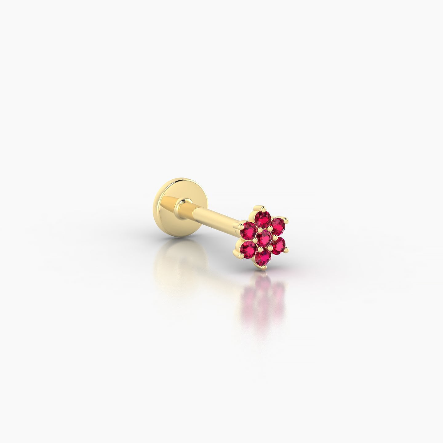 Chloris | 18k Yellow Gold 8 mm 4 mm Flower Ruby Nose Piercing