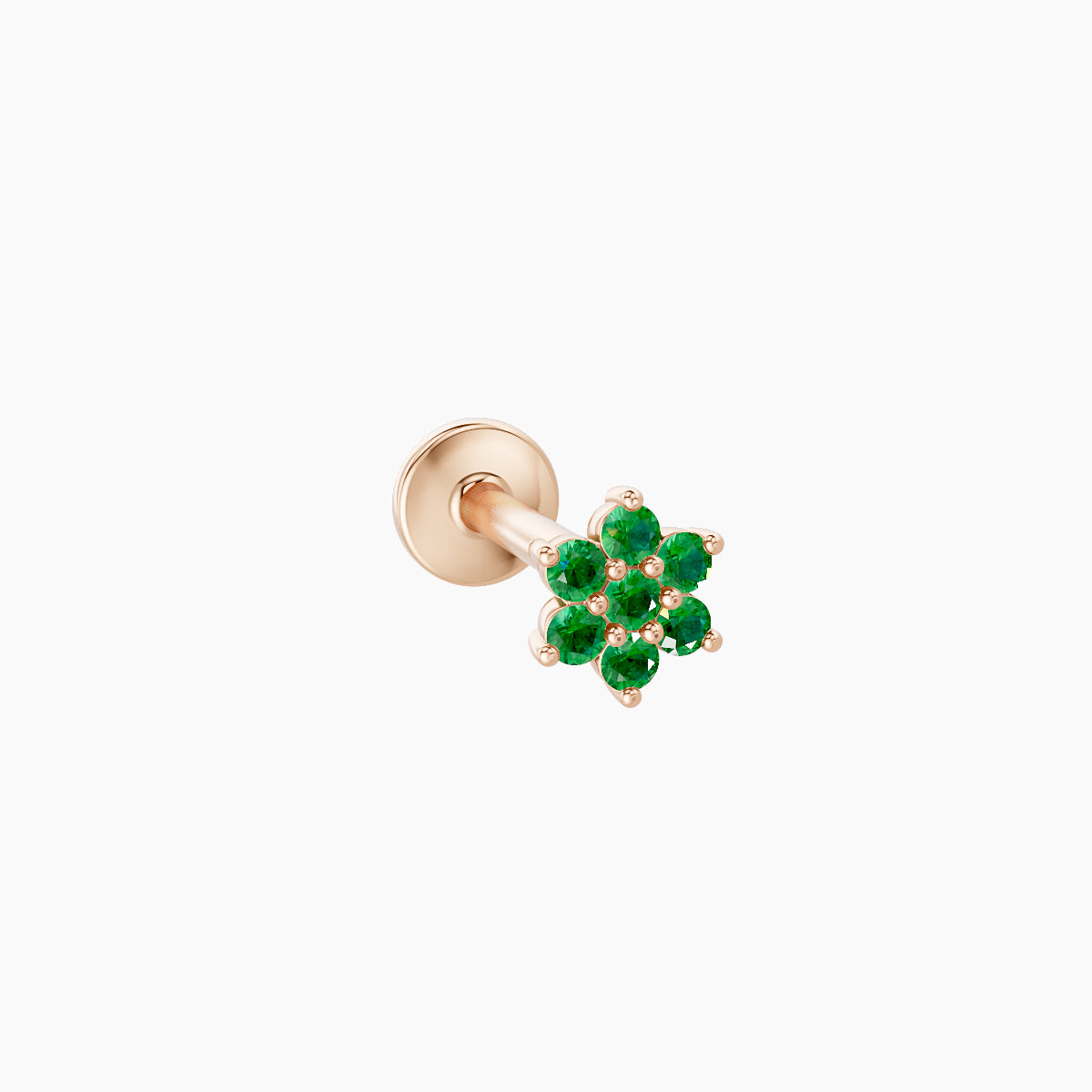 Chloris | 18k Rose Gold 8 mm 4 mm Flower Emerald Piercing