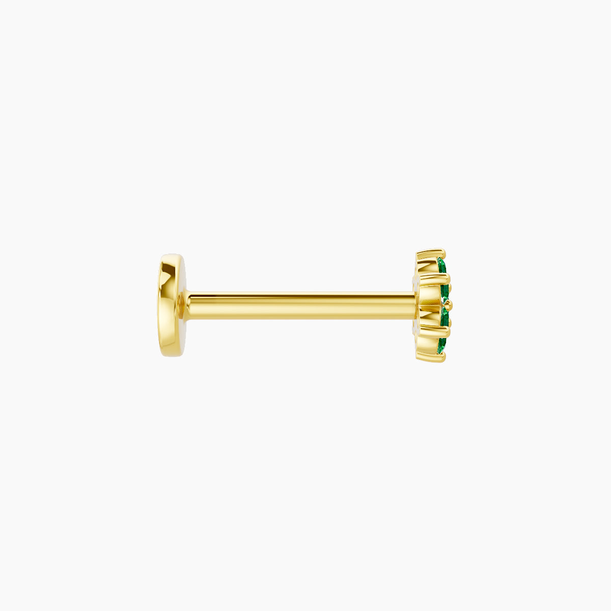 Chloris | 18k Yellow Gold 8 mm 4 mm Flower Emerald Piercing