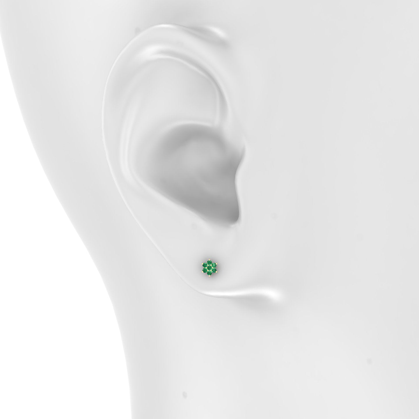 Chloris | 18k Yellow Gold 8 mm 4 mm Flower Emerald Piercing