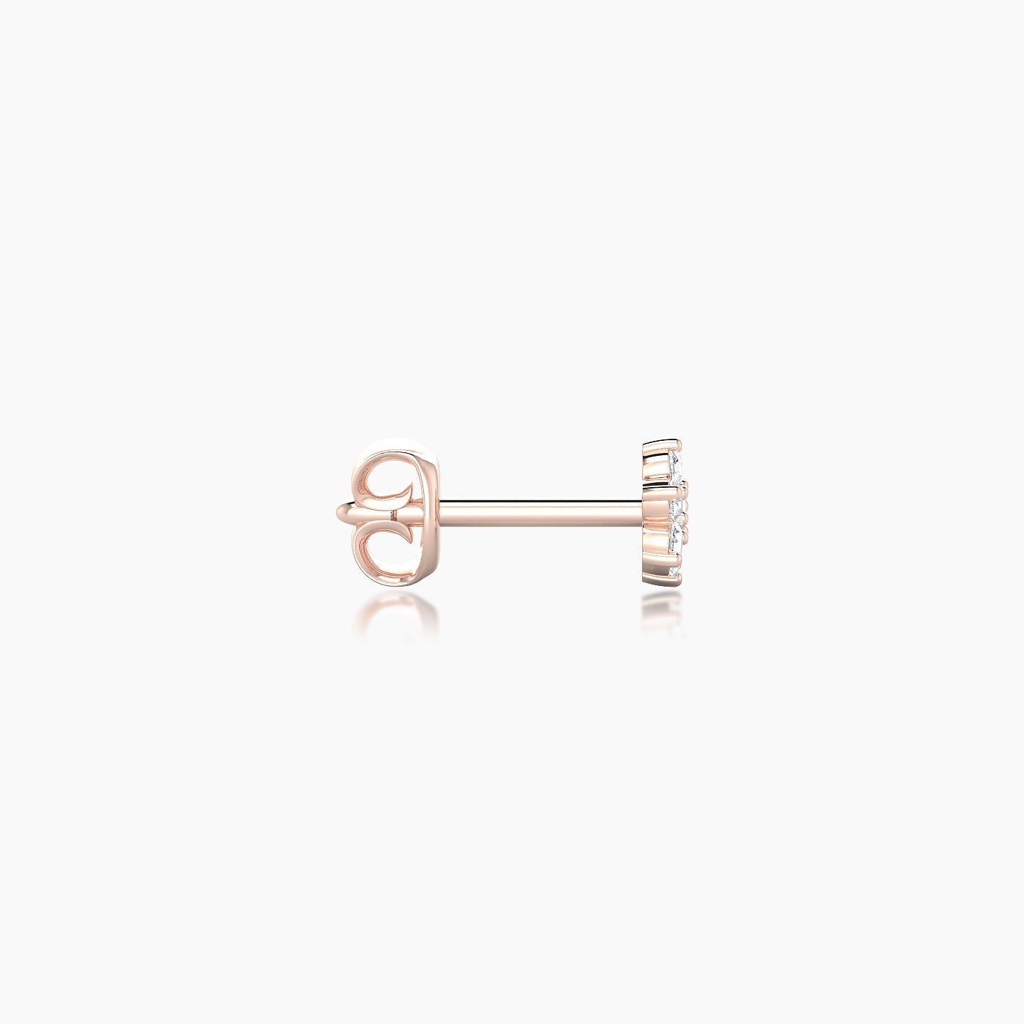 Chloris | 18k Rose Gold 4 mm Flower Diamond Earring