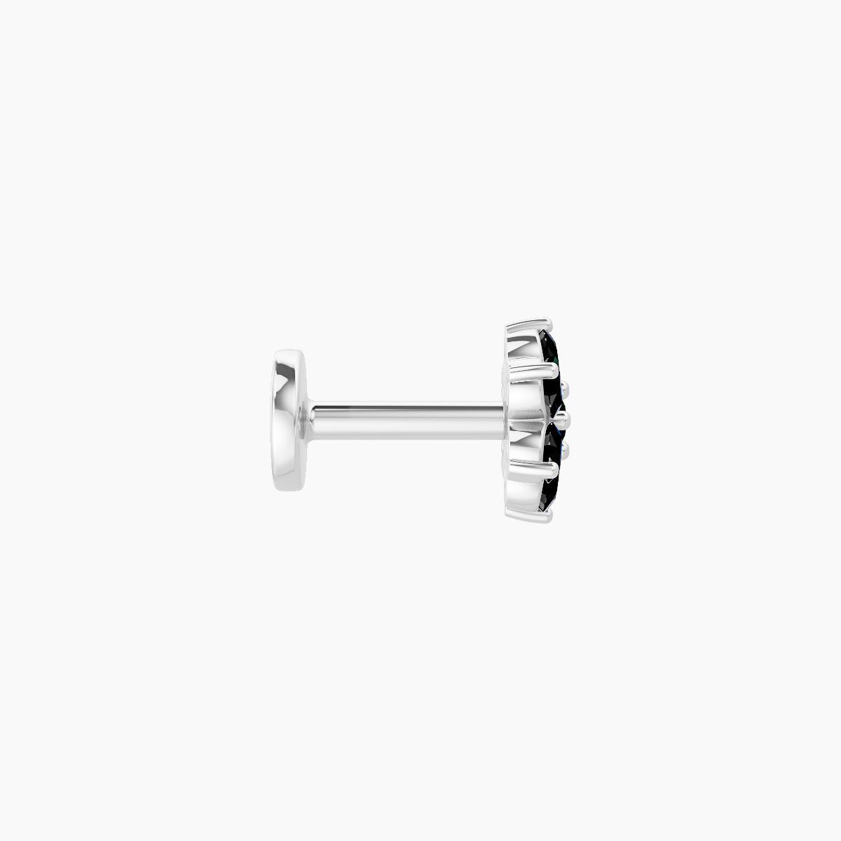 Chloris | 18k White Gold 5 mm 5.5 mm Flower Black Diamond Nose Piercing