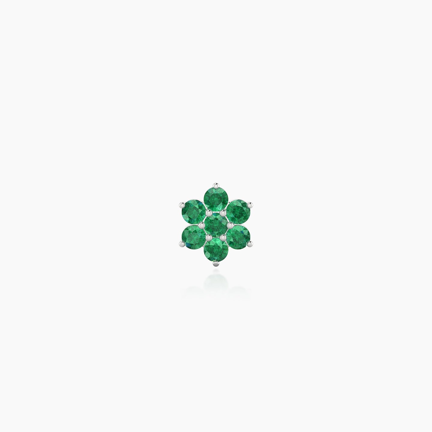 Chloris | 18k White Gold 5 mm 5.5 mm Flower Emerald Nose Piercing