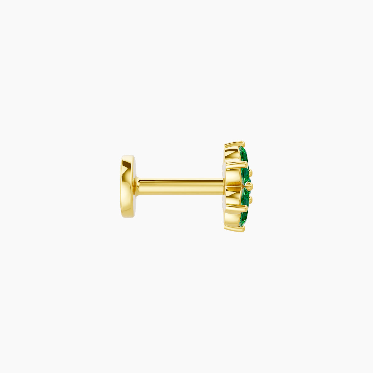 Chloris | 18k Yellow Gold 5 mm 5.5 mm Flower Emerald Piercing