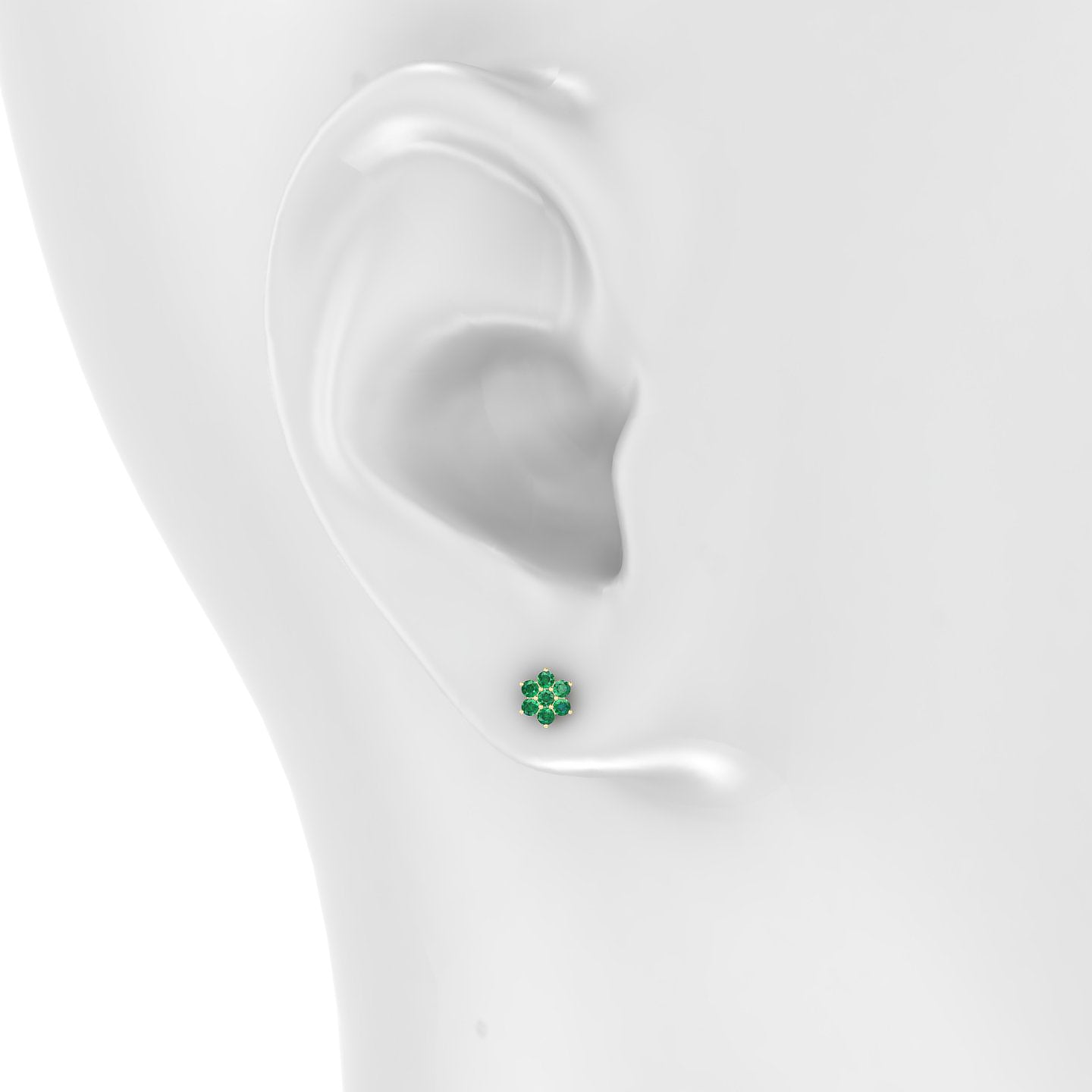 Chloris | 18k Yellow Gold 5 mm 5.5 mm Flower Emerald Piercing