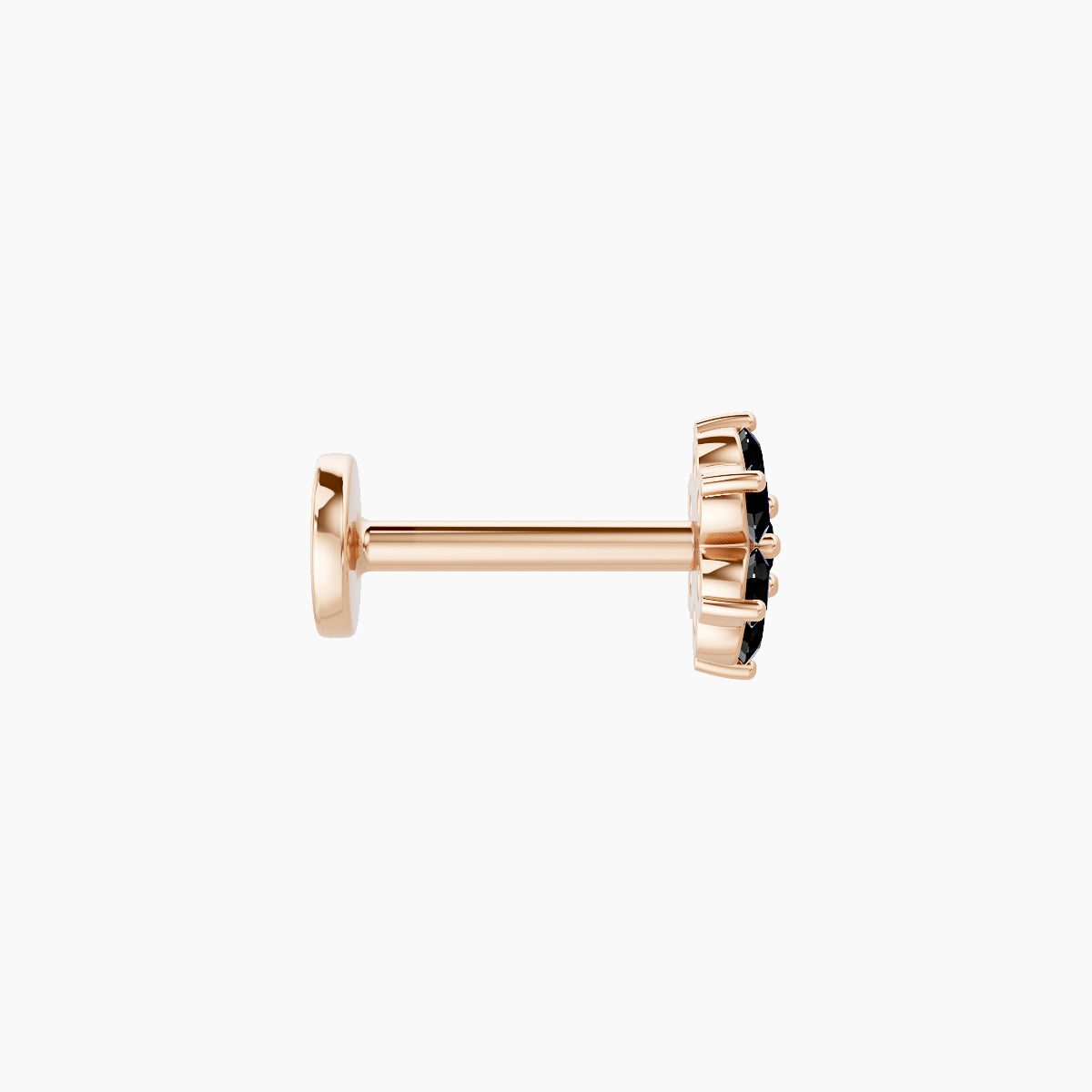 Chloris | 18k Rose Gold 6.5 mm 5.5 mm Flower Black Diamond Nose Piercing