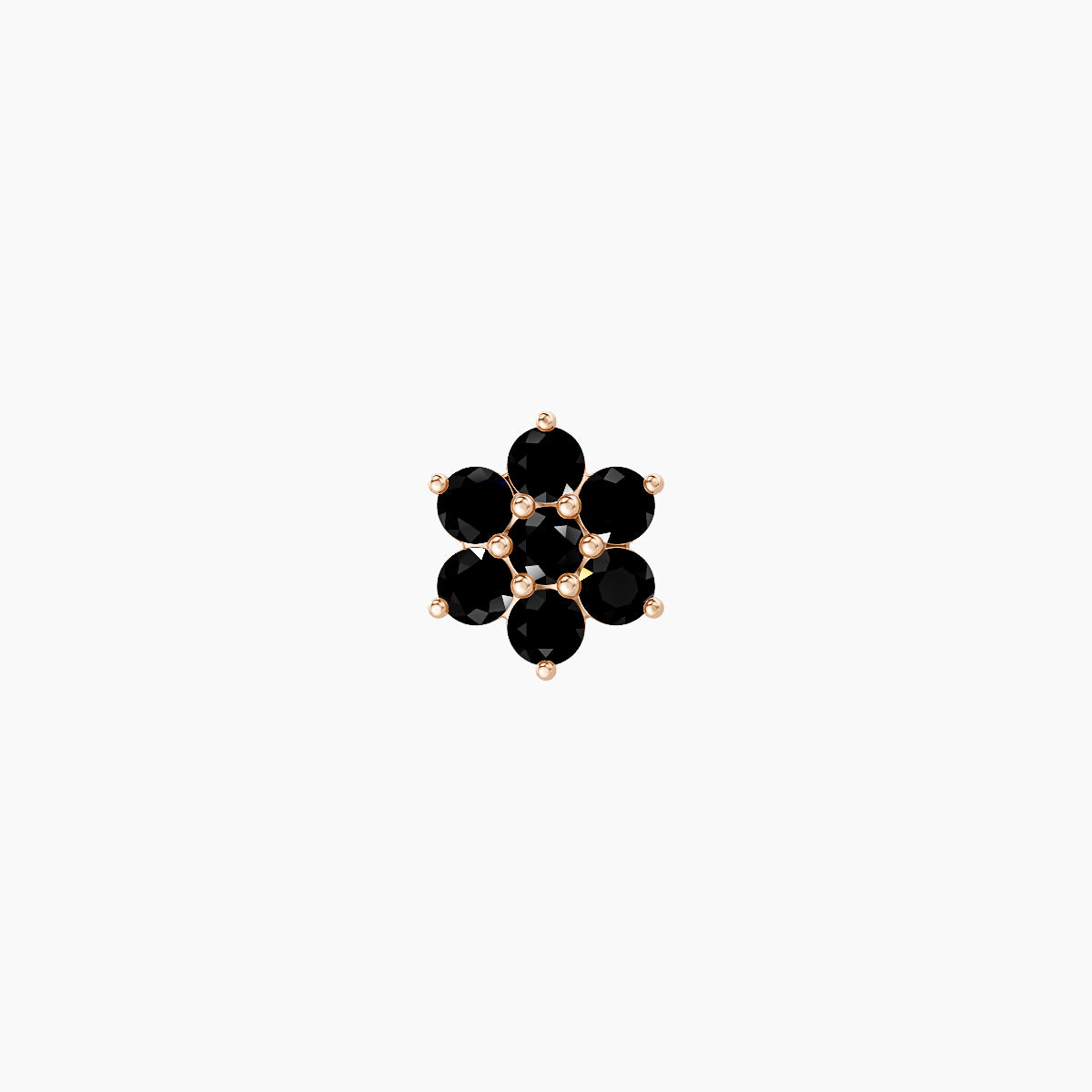 Chloris | 18k Rose Gold 6.5 mm 5.5 mm Flower Black Diamond Piercing