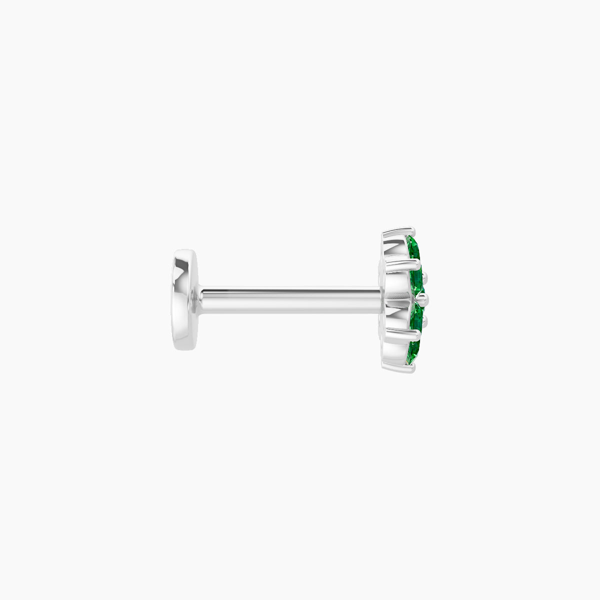 Chloris | 18k White Gold 6.5 mm 5.5 mm Flower Emerald Piercing