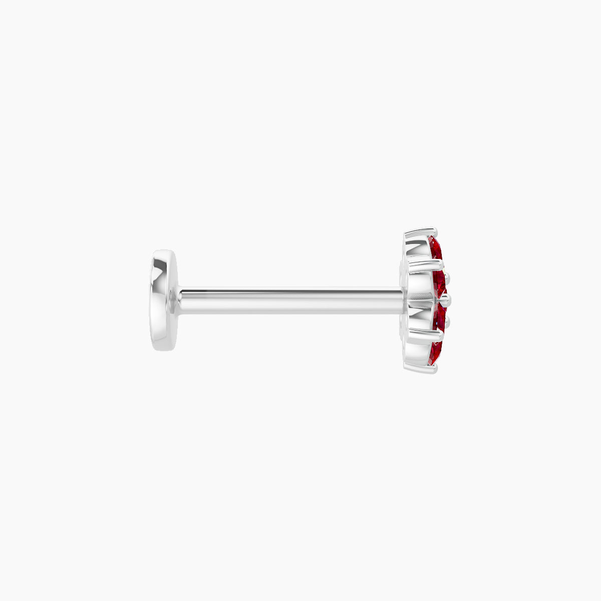 Chloris | 18k White Gold 8 mm 5.5 mm Flower Ruby Nose Piercing