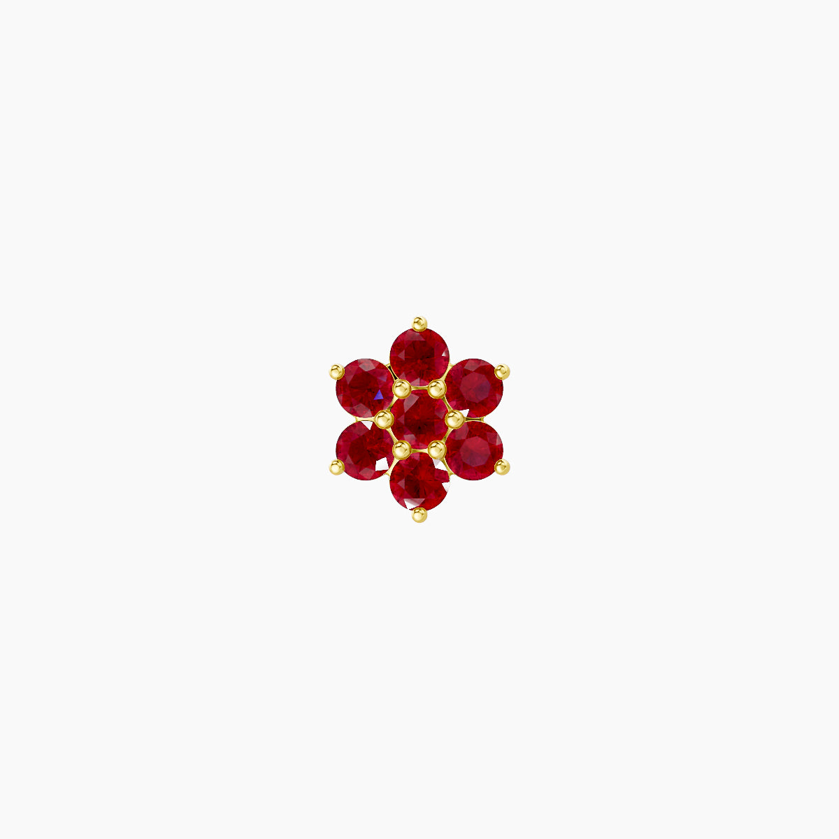 Chloris | 18k Yellow Gold 8 mm 5.5 mm Flower Ruby Nose Piercing