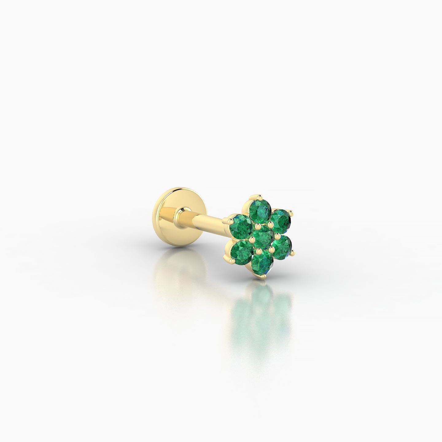 Chloris | 18k Yellow Gold 8 mm 5.5 mm Flower Emerald Nose Piercing